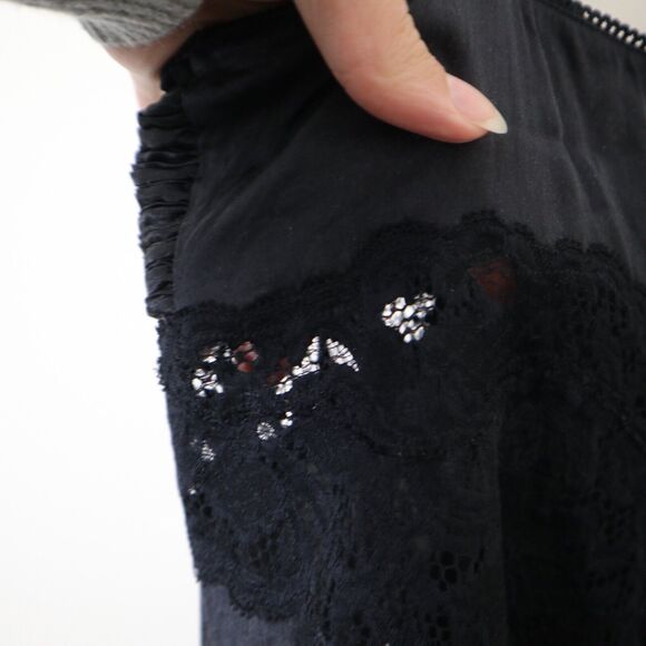 La Perla Size 2 US S Silk Blend Charmeuse Short Slip Nightie Ruched V Neck Lace - Picture 9 of 10